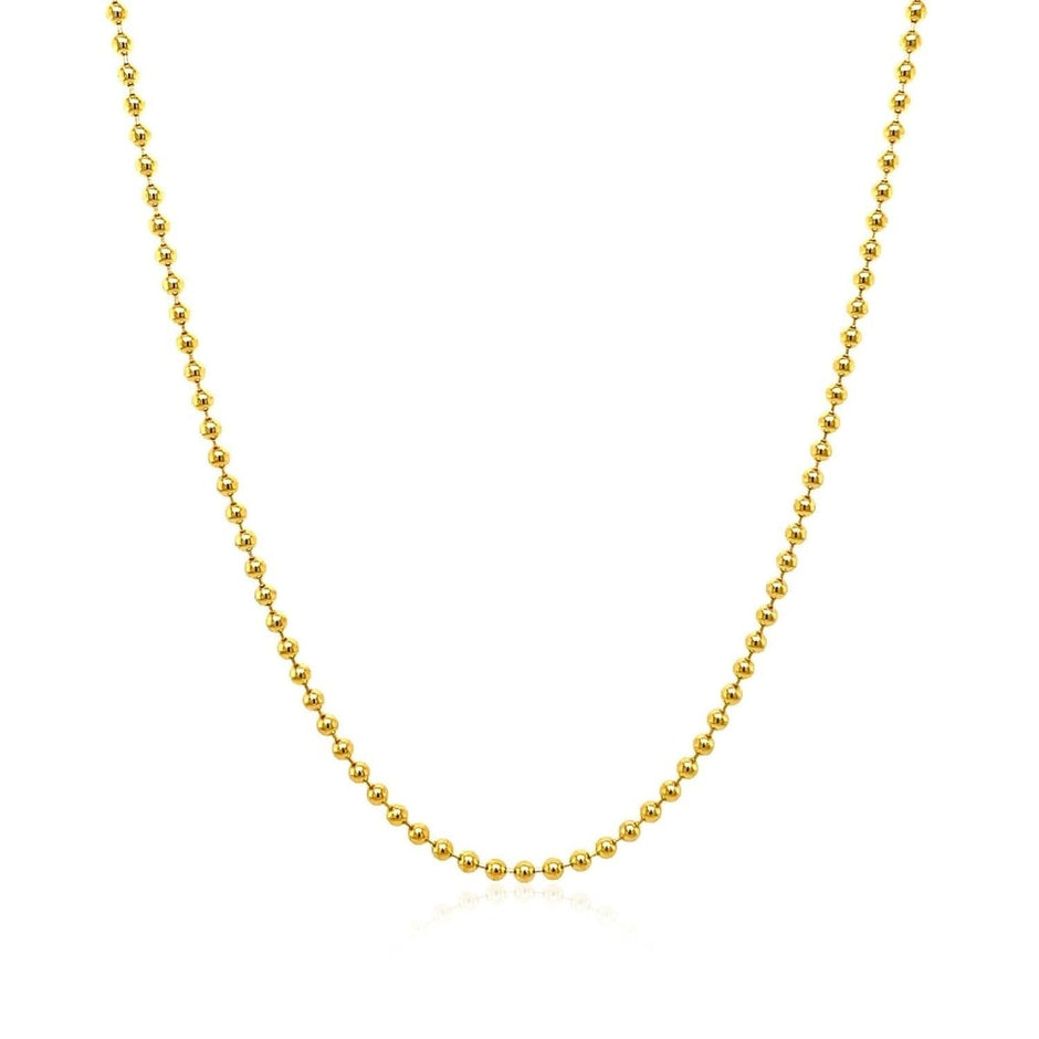 18k Yellow Gold Bead Chain 1.5mm (1.50 mm) - Necklaces - Custom Crafting Alliance, LLC