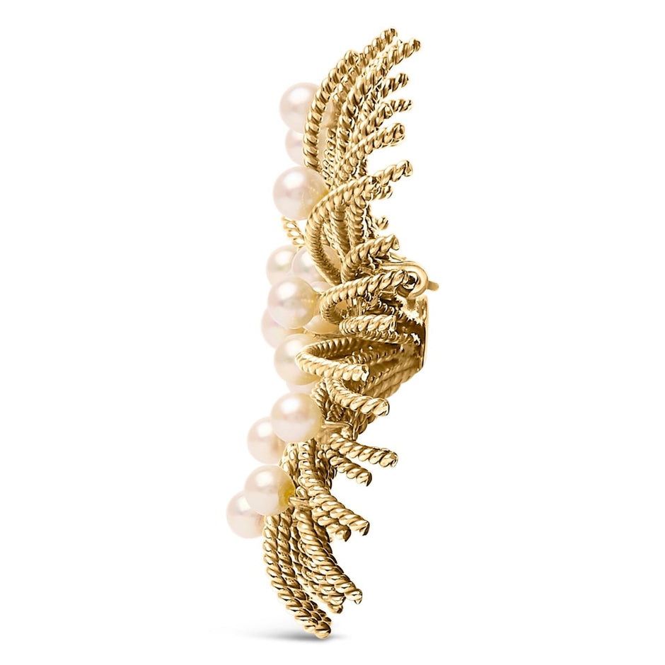 18K Yellow Gold Cultured Freshwater Pearl Starburst Brooch Pin - Accessories - Custom Crafting Alliance, LLC