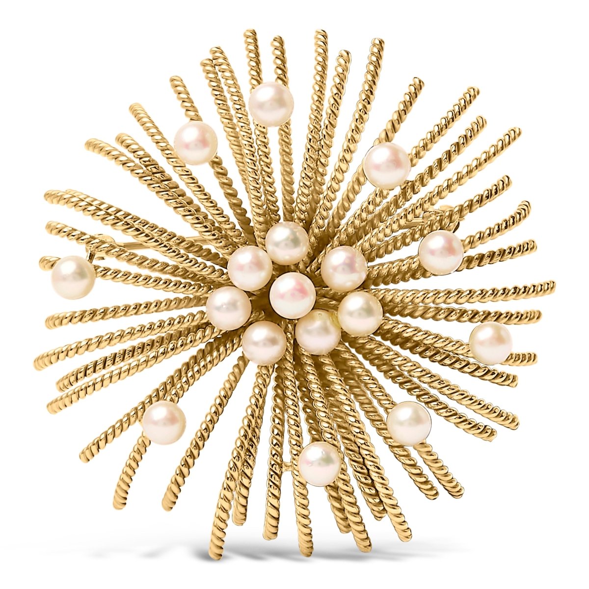 18K Yellow Gold Cultured Freshwater Pearl Starburst Brooch Pin - Accessories - Custom Crafting Alliance, LLC