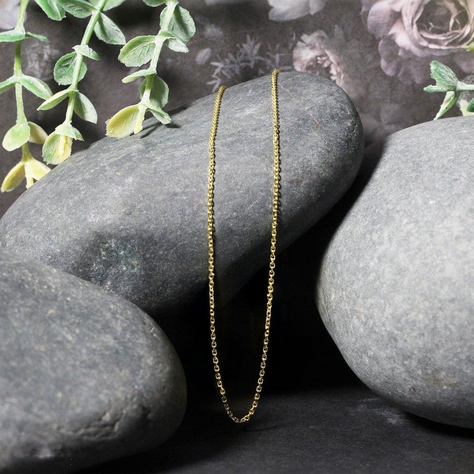 18k Yellow Gold Diamond Cut Cable Link Chain (1.10 mm) - Necklaces - Custom Crafting Alliance, LLC