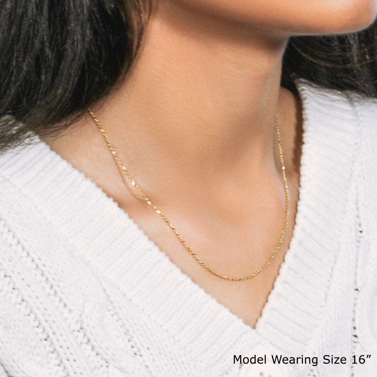 18k Yellow Gold Diamond Cut Cable Link Chain (1.10 mm) - Necklaces - Custom Crafting Alliance, LLC
