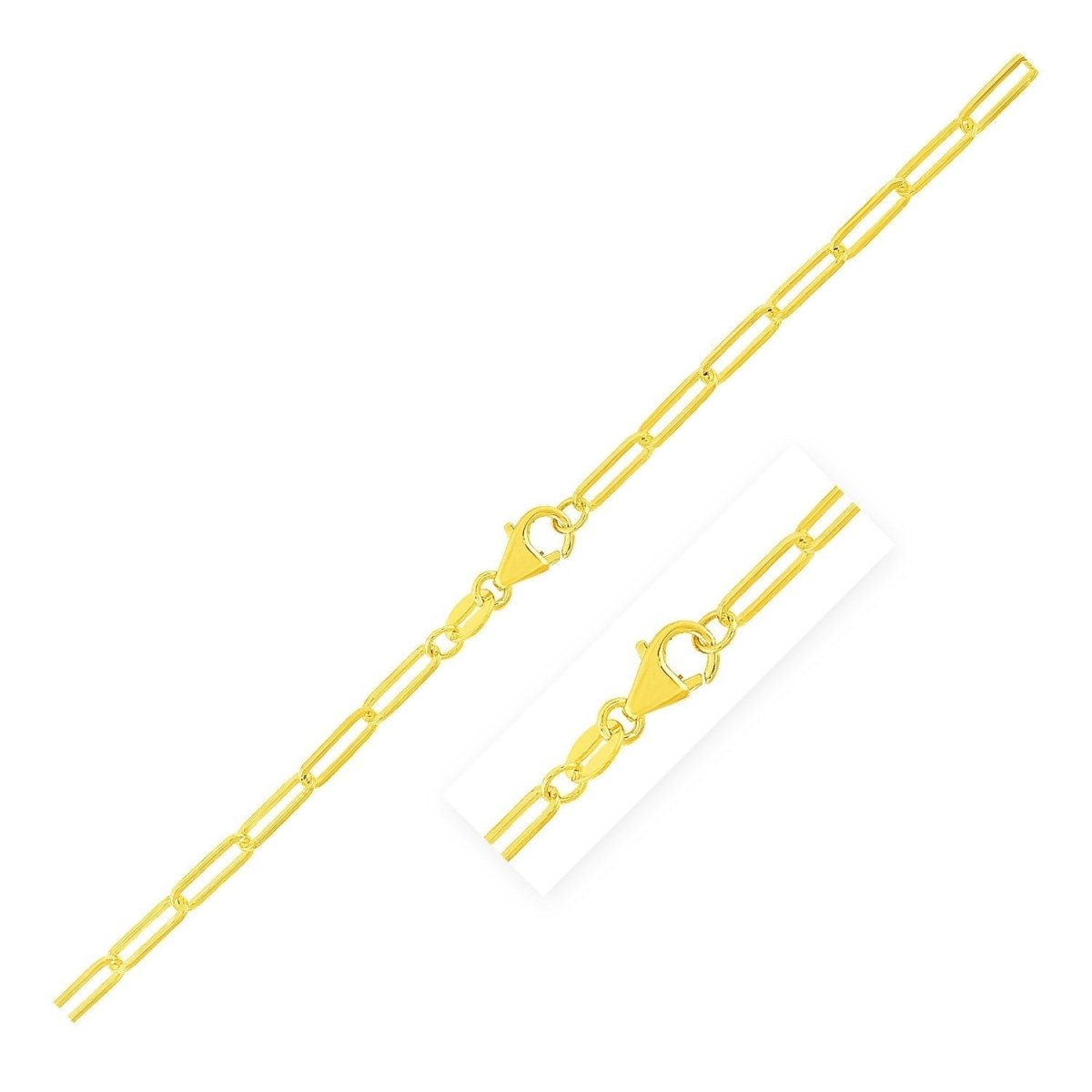 18K Yellow Gold Paperclip Chain (2.50 mm) - Necklaces - Custom Crafting Alliance, LLC
