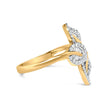 18K Yellow Gold Plated .925 Sterling Silver 1/2 Cttw Baguette and Round Diamond Bypass Triple Leaf Ring (I-J Color, I1-I2 Clarity) - Size 5 - Rings - Custom Crafting Alliance, LLC
