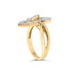 18K Yellow Gold Plated .925 Sterling Silver 1/2 Cttw Baguette and Round Diamond Bypass Triple Leaf Ring (I-J Color, I1-I2 Clarity) - Size 5 - Rings - Custom Crafting Alliance, LLC