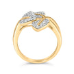 18K Yellow Gold Plated .925 Sterling Silver 1/2 Cttw Baguette and Round Diamond Bypass Triple Leaf Ring (I-J Color, I1-I2 Clarity) - Size 5 - Rings - Custom Crafting Alliance, LLC