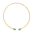 18K Yellow Gold Sculpted Collar Necklace with Turquoise Cabochon Ends - Necklaces - Custom Crafting Alliance, LLC