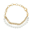 18K Yellow Gold Vermeil Cultured Pearl Station Link Bracelet - Bracelets - Custom Crafting Alliance, LLC