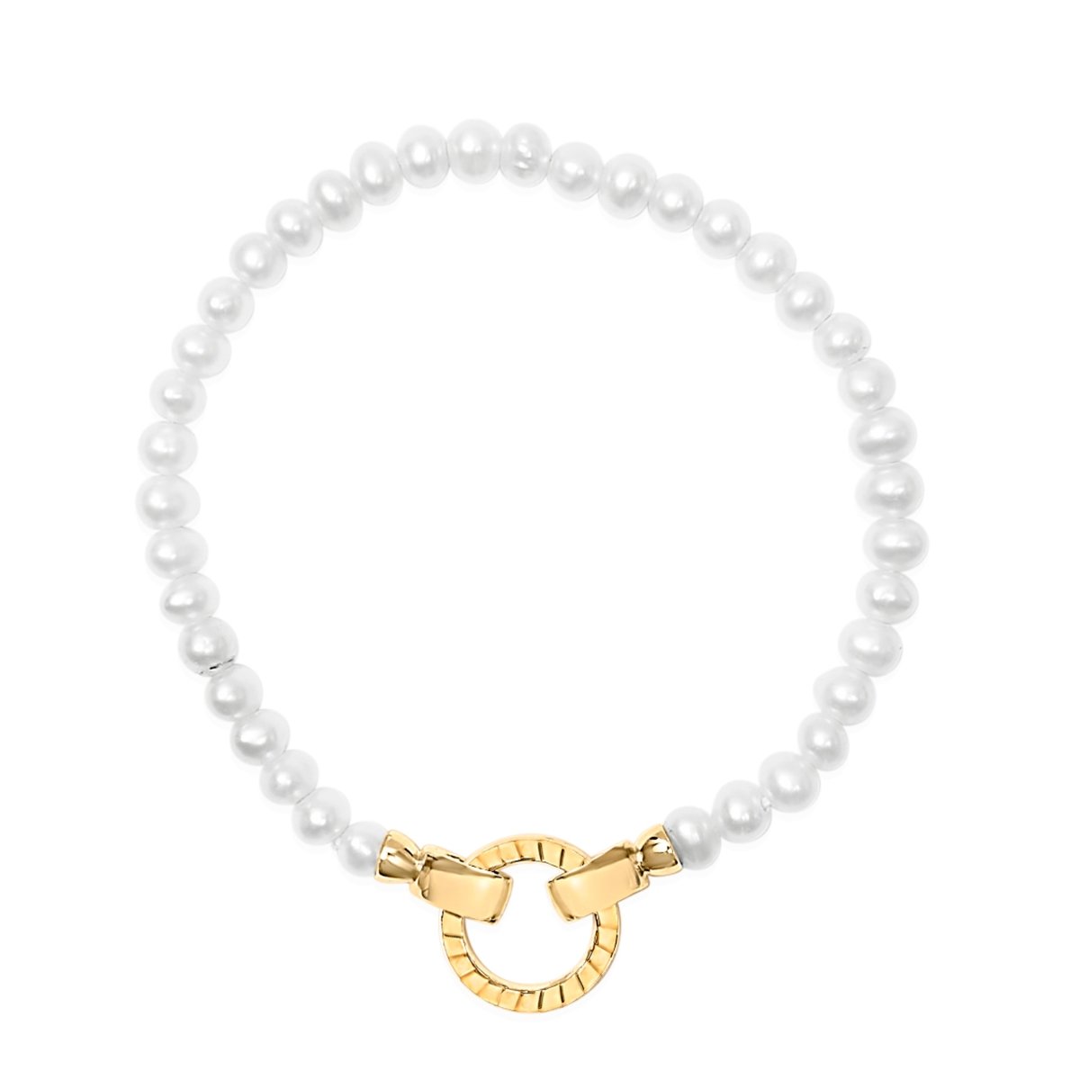 18K Yellow Gold Vermeil Pearl Infinity Lock Tennis Bracelet - Bracelets - Custom Crafting Alliance, LLC