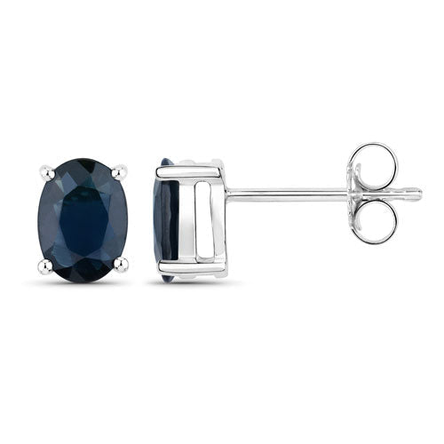1.90 Carat Genuine Blue Sapphire 10K White Gold Earrings - Earrings - Custom Crafting Alliance, LLC