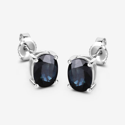 1.90 Carat Genuine Blue Sapphire 10K White Gold Earrings - Earrings - Custom Crafting Alliance, LLC