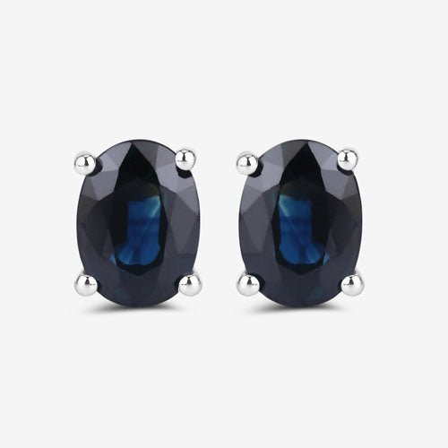 1.90 Carat Genuine Blue Sapphire 10K White Gold Earrings - Earrings - Custom Crafting Alliance, LLC