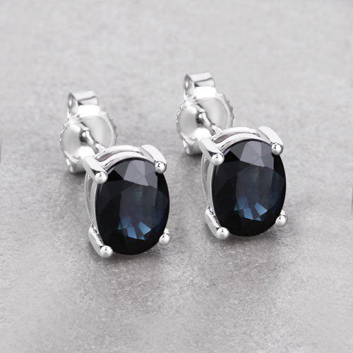 1.90 Carat Genuine Blue Sapphire 10K White Gold Earrings - Earrings - Custom Crafting Alliance, LLC