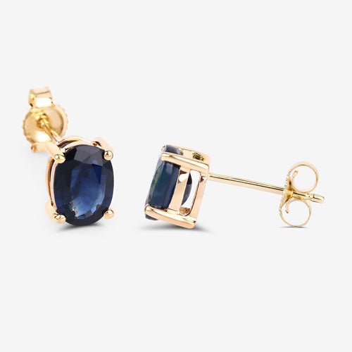 1.90 Carat Genuine Blue Sapphire 10K Yellow Gold Earrings - Earrings - Custom Crafting Alliance, LLC