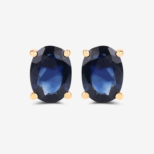 1.90 Carat Genuine Blue Sapphire 10K Yellow Gold Earrings - Earrings - Custom Crafting Alliance, LLC