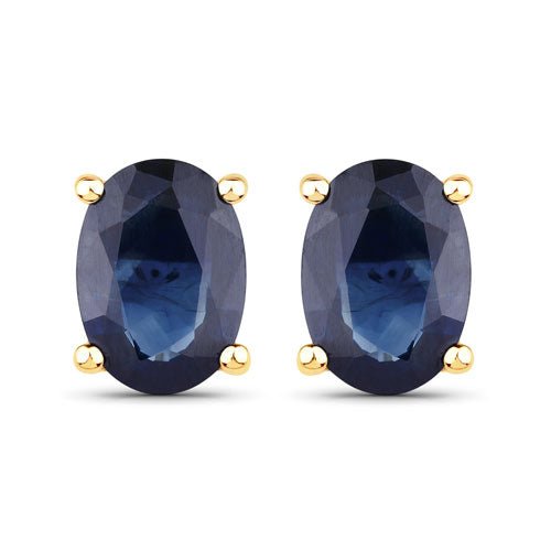 1.90 Carat Genuine Blue Sapphire 10K Yellow Gold Earrings - Earrings - Custom Crafting Alliance, LLC