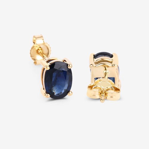 1.90 Carat Genuine Blue Sapphire 10K Yellow Gold Earrings - Earrings - Custom Crafting Alliance, LLC