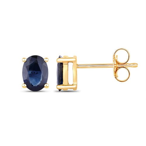 1.90 Carat Genuine Blue Sapphire 10K Yellow Gold Earrings - Earrings - Custom Crafting Alliance, LLC