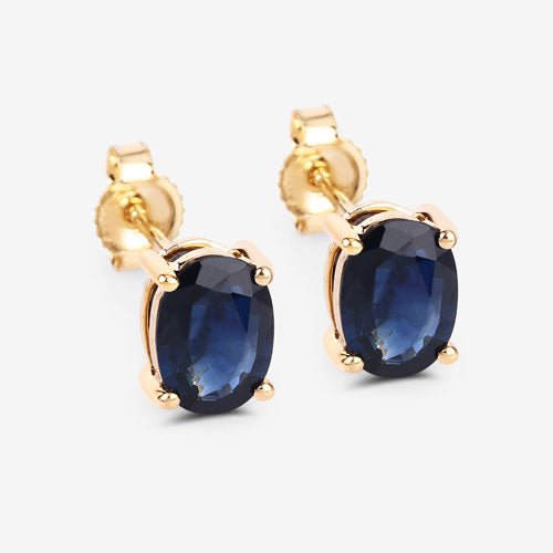 1.90 Carat Genuine Blue Sapphire 10K Yellow Gold Earrings - Earrings - Custom Crafting Alliance, LLC