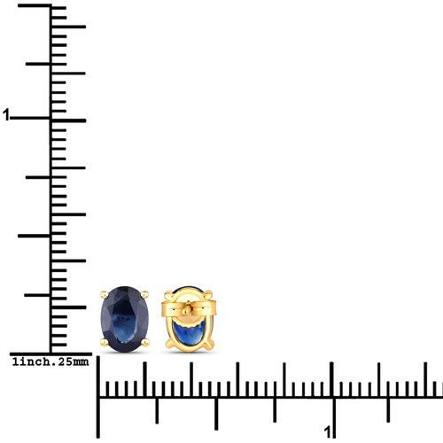 1.90 Carat Genuine Blue Sapphire 10K Yellow Gold Earrings - Earrings - Custom Crafting Alliance, LLC