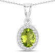 1.90 Carat Genuine Peridot and Lab Grown Diamond .925 Sterling Silver Pendant - Pendants - Custom Crafting Alliance, LLC