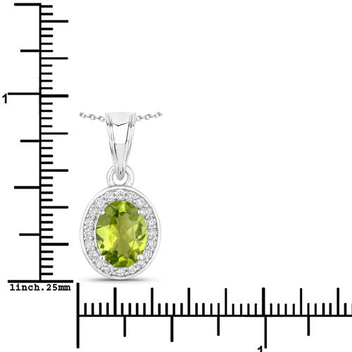 1.90 Carat Genuine Peridot and Lab Grown Diamond .925 Sterling Silver Pendant - Pendants - Custom Crafting Alliance, LLC