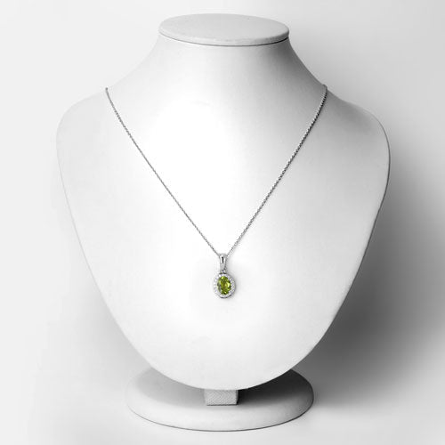 1.90 Carat Genuine Peridot and Lab Grown Diamond .925 Sterling Silver Pendant - Pendants - Custom Crafting Alliance, LLC