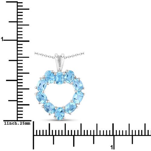 1.90 Carat Genuine Swiss Blue Topaz .925 Sterling Silver Pendant - Pendants - Custom Crafting Alliance, LLC