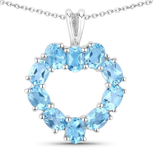 1.90 Carat Genuine Swiss Blue Topaz .925 Sterling Silver Pendant - Pendants - Custom Crafting Alliance, LLC