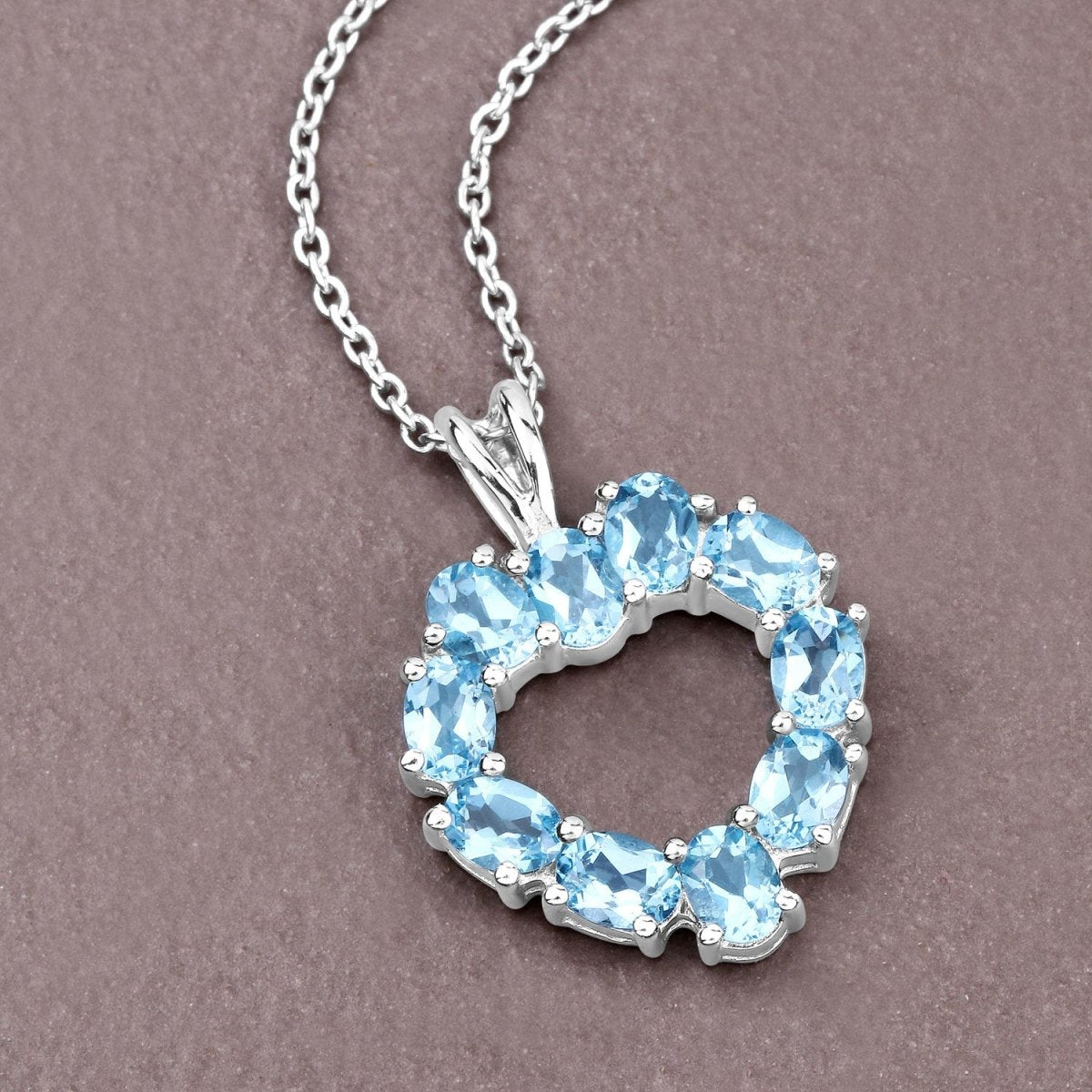 1.90 Carat Genuine Swiss Blue Topaz .925 Sterling Silver Pendant - Pendants - Custom Crafting Alliance, LLC