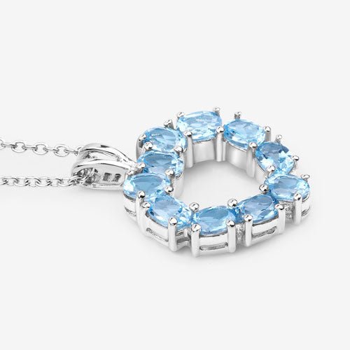 1.90 Carat Genuine Swiss Blue Topaz .925 Sterling Silver Pendant - Pendants - Custom Crafting Alliance, LLC
