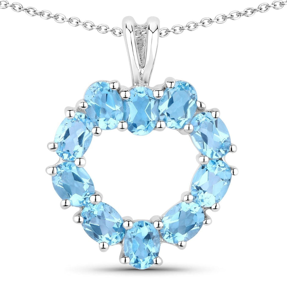 1.90 Carat Genuine Swiss Blue Topaz .925 Sterling Silver Pendant - Pendants - Custom Crafting Alliance, LLC