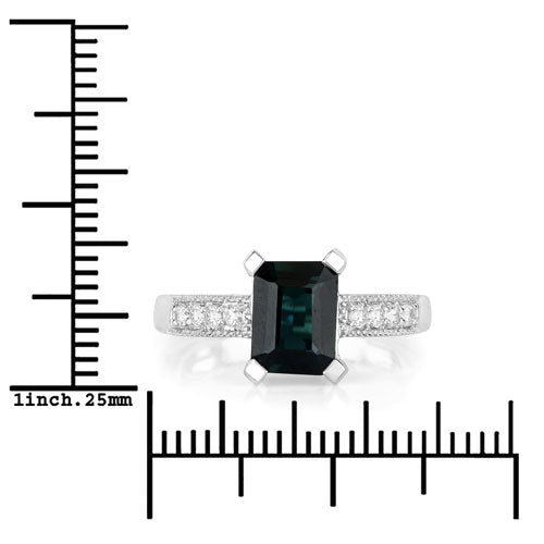 1.91 Carat Genuine Green Tourmaline and White Diamond 14K White Gold Ring - Rings - Custom Crafting Alliance, LLC