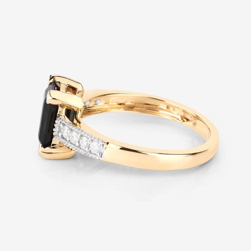 1.91 Carat Genuine Green Tourmaline and White Diamond 14K Yellow Gold Ring - Rings - Custom Crafting Alliance, LLC