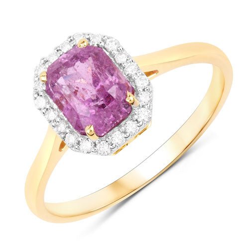 1.91 Carat Genuine Pink Sapphire and White Diamond 14K Yellow Gold Ring - Rings - Custom Crafting Alliance, LLC