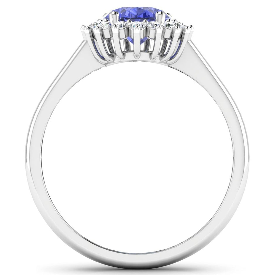 1.92 Carat Genuine Tanzanite and White Diamond 14K White Gold Ring - Rings - Custom Crafting Alliance, LLC