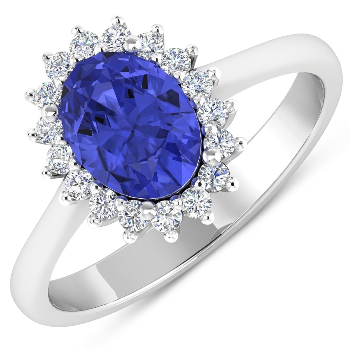 1.92 Carat Genuine Tanzanite and White Diamond 14K White Gold Ring - Rings - Custom Crafting Alliance, LLC