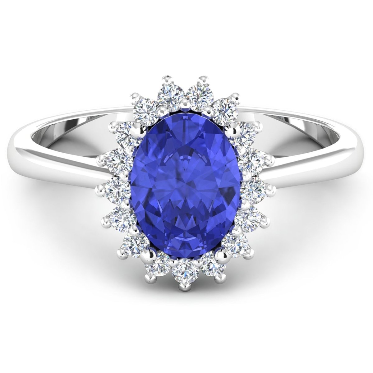 1.92 Carat Genuine Tanzanite and White Diamond 14K White Gold Ring - Rings - Custom Crafting Alliance, LLC