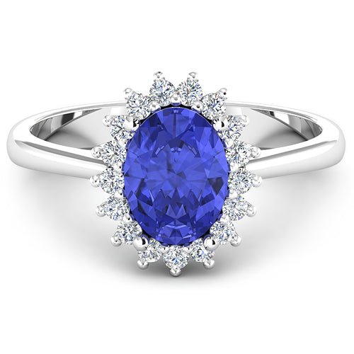 1.92 Carat Genuine Tanzanite and White Diamond 14K White Gold Ring - Rings - Custom Crafting Alliance, LLC