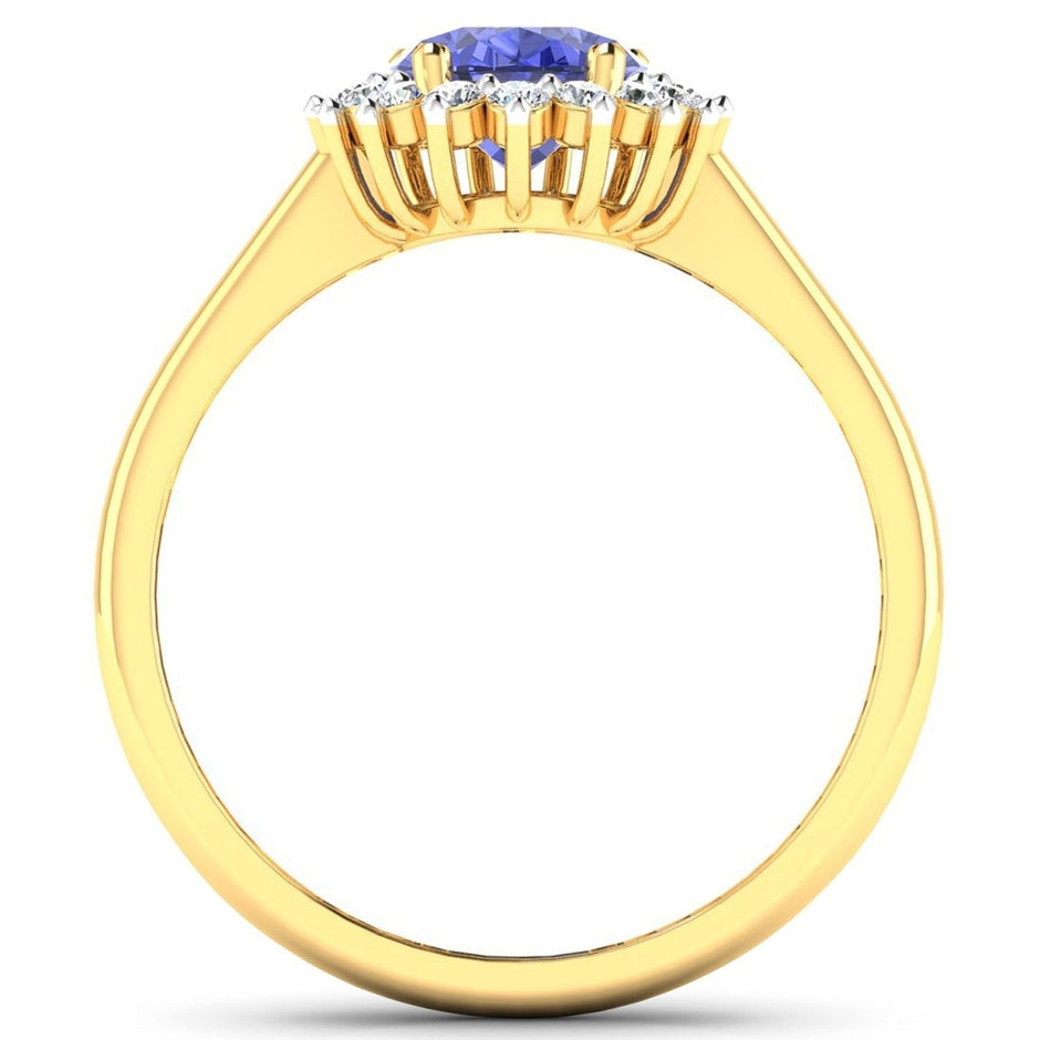 1.92 Carat Genuine Tanzanite and White Diamond 14K Yellow Gold Ring - Rings - Custom Crafting Alliance, LLC
