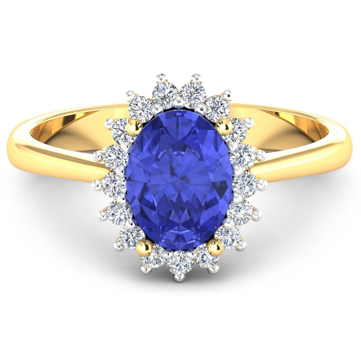 1.92 Carat Genuine Tanzanite and White Diamond 14K Yellow Gold Ring - Rings - Custom Crafting Alliance, LLC