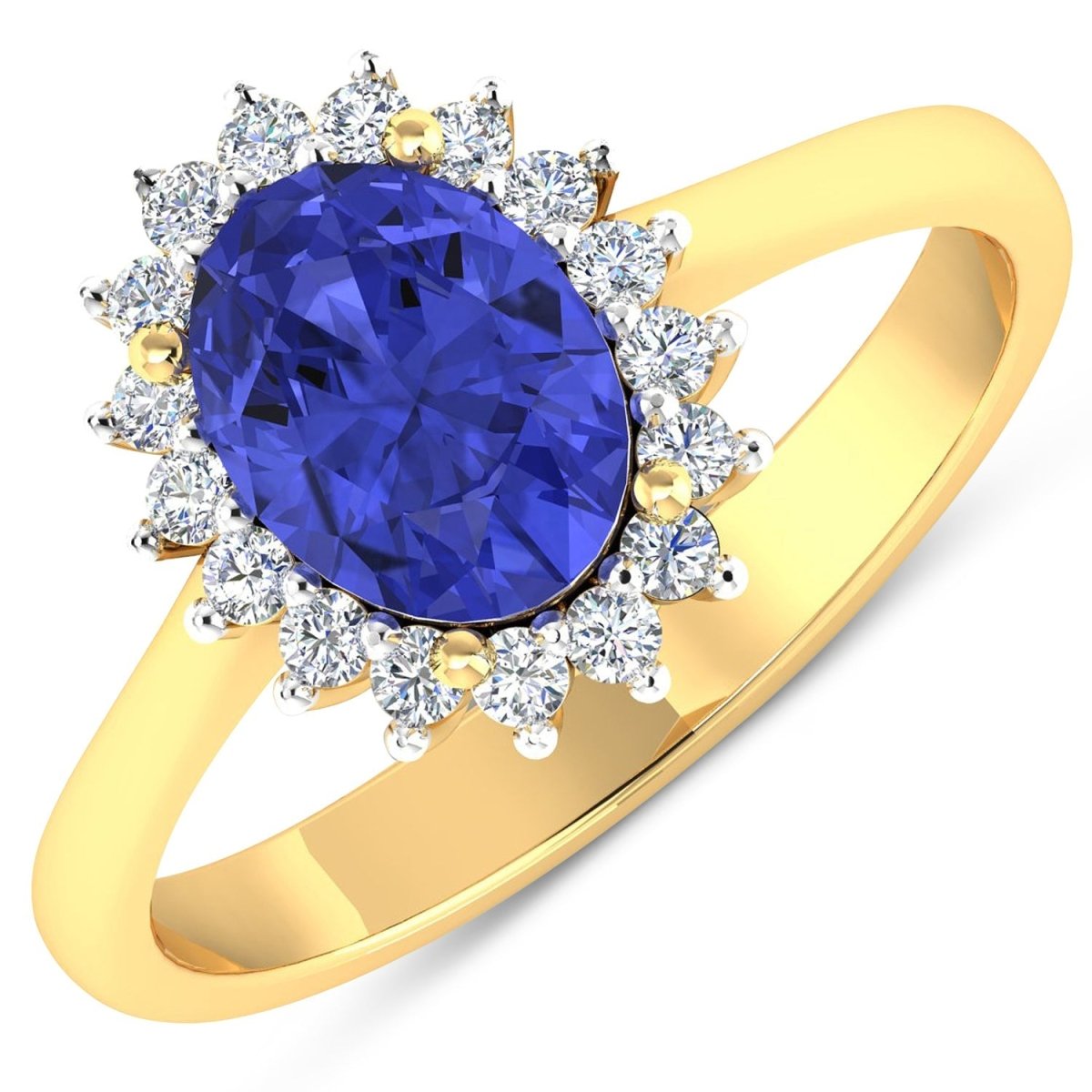 1.92 Carat Genuine Tanzanite and White Diamond 14K Yellow Gold Ring - Rings - Custom Crafting Alliance, LLC