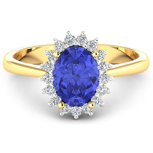 1.92 Carat Genuine Tanzanite and White Diamond 14K Yellow Gold Ring - Rings - Custom Crafting Alliance, LLC