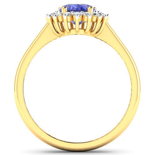1.92 Carat Genuine Tanzanite and White Diamond 14K Yellow Gold Ring - Rings - Custom Crafting Alliance, LLC