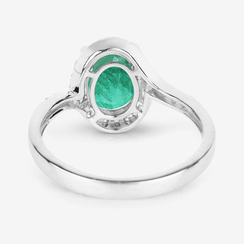 1.92 Carat Genuine Zambian Emerald and White Diamond 14K White Gold Ring - Rings - Custom Crafting Alliance, LLC