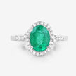 1.92 Carat Genuine Zambian Emerald and White Diamond 14K White Gold Ring - Rings - Custom Crafting Alliance, LLC