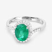 1.92 Carat Genuine Zambian Emerald and White Diamond 14K White Gold Ring - Rings - Custom Crafting Alliance, LLC