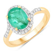1.92 Carat Genuine Zambian Emerald and White Diamond 14K Yellow Gold Ring - Rings - Custom Crafting Alliance, LLC