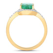 1.92 Carat Genuine Zambian Emerald and White Diamond 14K Yellow Gold Ring - Rings - Custom Crafting Alliance, LLC