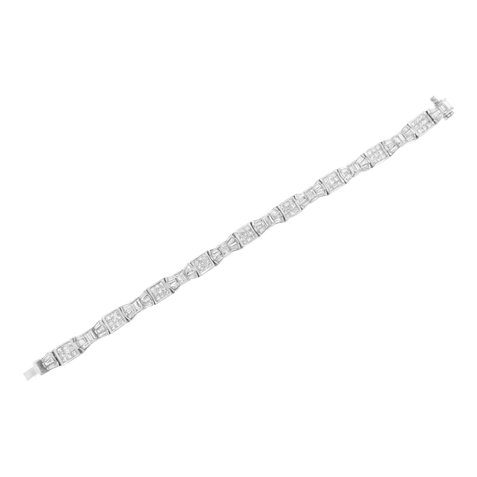 14K Yellow Gold 9.0 Cttw Diamond Alternating Bow and Box Link Bracelet (G-H Color, VS1-VS2 Clarity)- 7