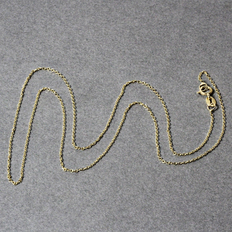 14k Yellow Gold Diamond Cut Cable Link Chain 0.8mm